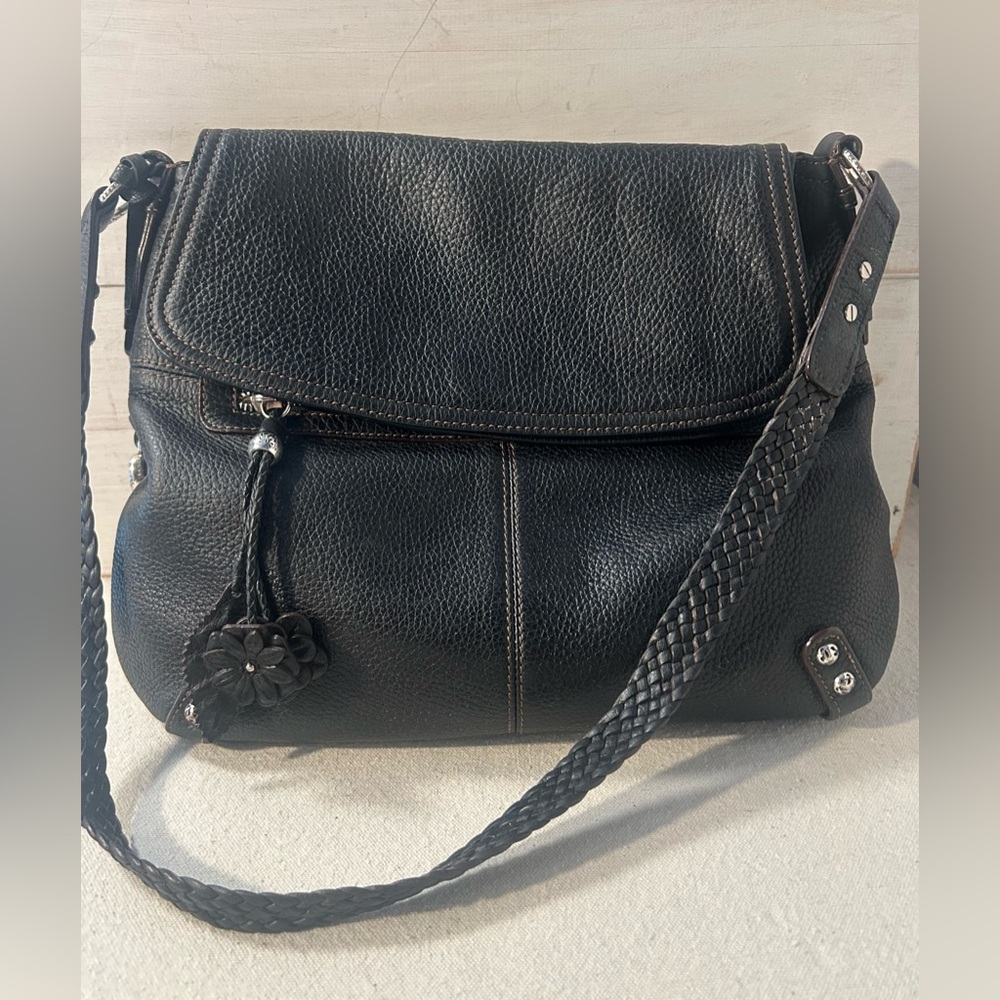 Authentic Vintage Brighton Black Pebbled Leather Shoulder Bag Hobo Bag